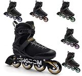 Kingdom GB Rage R40 Recreational Senior Adults Inline Skates Roller Blades For Mens Womens Black Gold Size 9.5 UK