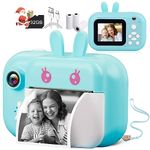 MINIBEAR 48MP Kids Instant Camera for Girls with 3 Rolls Print Paper, 1080P Digital Camera for Children, 2.4' IPS Selfie Toy Camera Toddler Rechargeable Video Recorder with 32GB TF Card (Blue)