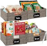 Best Choice Products Set of 4 13x12in Water Hyacinth Pantry Baskets, Woven Kitchen Organizers w/Chalkboard Label, Chalk Marker - Gray