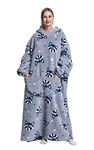 Extra Long Wearable Blanket Hoodie, Oversized Blanket Sweatshirt for Women and Men, Super Warm and Cozy Giant Hooded Blanket, Thick Flannel Blanket with Sleeves and Giant Pocket (Raccoons)