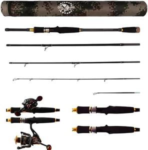 Canne à pêche de Voyage avec Micro déclencheur + 2 Embouts 220 + 185 cm 0-30 20-80 g