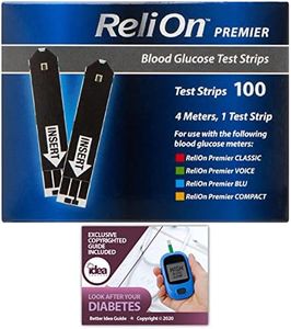 Reli On Premier Blood Glucose Testing Strips | Glucose Test Strips | Test Strips for Diabetes | Blood Sugar Strips | Diabetic Test Strips | Relion Premier Test Strips 100 Count 1 Pack + B. Idea Guide