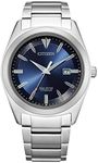 Citizen Mens Super Titanium Eco-Drive Watch 42mm Gray Super Titanium Case and Bracelet with Blue Dial (AW1640-83L)