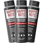 Happy Nuts Comfort Powder Deodorizing Powder for Men | Anti-Chafing, Sweat Defense & Odor Control (3 Pack, Unscented)