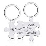 Sister Brother Gifts Puzzle Keychain, Sister Brother Christmas Graduation Birthday Gift for Sister In Law Brother In Law Big Sister Keychain Little Brother Gift for Men