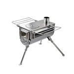 Winnerwell Woodlander Double-View Medium Tent Stove | Portable Wood Burning Tent Stove for Tents, Shelters, and Camping | 800 Cubic Inch Firebox | Stainless Steel Construction | Includes Chimney Pipe