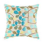 CaliTime Cushion Cover Throw Pillow Case Shell for Bench Sofa Home, Luxury Chenille Cute Leaves Both Sides, 45cm x 45cm, Ecru Teal