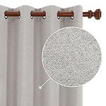 Deconovo 100% Light Blocking Sliding Door Curtains, Heavy and Thick Linen Thermal Insulated Window Panels for Patio Basement - 52x90 Inch, 2 Panels, Natural