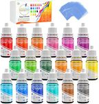 18 Color Bath Bomb Soap Dye with Shrink Wrap Bags - Food Grade Skin Safe Coloring for DIY Bath Bomb Making Handmade Soaps Crafts - Liquid Soap Colorant for Soap Making Supplies(0.35oz each bottle)