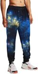 Eburffo Mens Sweatpants Joggers with Pockets Lounge Pants for Men Athletic Pant for Workout and Casual Wear Adult, Yellow Galaxy, Medium