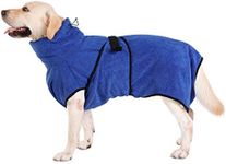 PETTOM Soft Microfiber Pet Dog Bathrobe Robe, Super Absorbent Dog Quick Drying Coat Luxurious Towel Adjustable Medium Large X-Large Size Blue (M: 50 cm Body Length)