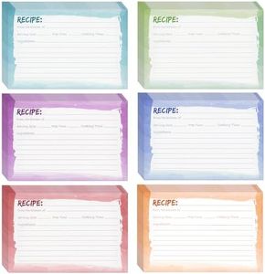 Juvale 60-Pack 4x6 Recipe Cards Double Sided, Colored Recipe Index Cards for Cooking and Kitchen Organization, Restaurants, Cafes, Diners, Watercolor Design, Bulk Pack