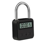 Metal Timer Lock, 99 Hours Max Timing Lock, USB Rechargeable Timer Padlock with LCD Display, Multi-Function Micro Electronic Timer Lock, Heavy Duty Metal Time Out Padlock(Black)