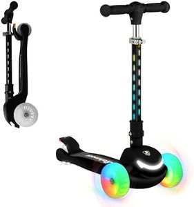 Rahmory 3-Wheel Light-Up Kids Scooter,20 Different Light Patterns,Three Adjustable Heights,Lean to Steer, Folding Scooter for Ages 3-8