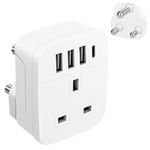 UK to South Africa Plug Adapter,SHUOMAO Ground UK to South Africa Travel Adapter with 4 USB(1 USB C),UK to SA Plug Adapter for South Africa,Namibia,Swaziland,Lesotho,Bhutan,Botswana(Type M)