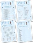 Papery Pop Baby Shower Games for Boy - Set of 4 Games for 30 Guests - Double Sided Cards - Baby Shower Supplies