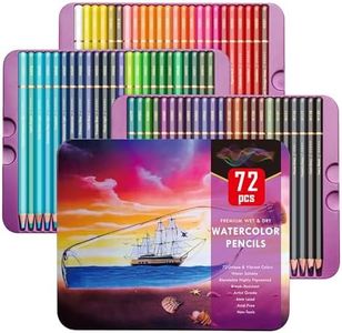 72 Watercolor Pencil Set Quality Soft Core Colored Leads for Adult Artists, Professionals, Ideal for Coloring Drawing Sketching Shading Blending