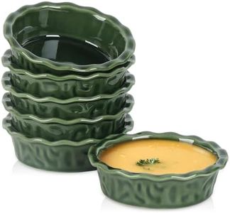 vicrays Ceramic Pie Pan for Baking - 5.5 inch Small Pie Plates Deep Dish Round Pot Casserole Mini Serving Bowl, Microwave Oven Safe for Dessert Apple Pie Cake Tart Pizza, Set of 6 - Green