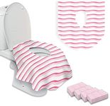 Alfadeal 20 Extra Large Toilet Seat Covers Disposable for Kids-Toddler Toilet Seat Cover Liners for Potty Training (Pink Waves)