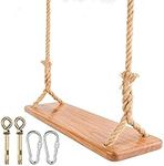 Wooden swing seat for adults, Morwealth Garden tree swing 55 x19.5 x3cm, load capacity: 160KG, children's swing with adjustable hemp rope for indoor and outdoor use Extra board swing