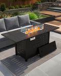 GarveeLife 55” Propane Fire Pit Table,48000 BTU Gas Fire Pit Table with Ignition System,Outdoor Fire Table with Glass Rocks for Patio Garden Backyard,Rain Cover and Wind Guard Glass Included