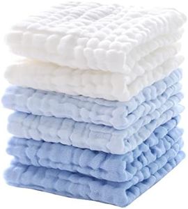 MUKIN Baby Washcloths - Soft Face Cloths for Newborn, Absorbent Bath Wipes, Burp Cloths or Towels, Baby Registry as Shower. Pack of 6-12x12 inches (Blue)