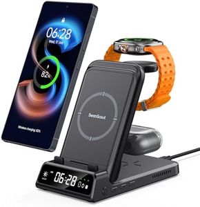 SwanScout Charging Station For Samsung S24 Ultra,703S,Wireless Charger For Samsung S24+/S24/S23 Ultra/S23/S22/Note 20,Galaxy Watch 6/6 Classic/5/4,Galaxy Buds 2 Pro/Pro(For Travel),Black