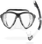 Cressi Big Eyes Evo & Alpha Ultra Dry Snorkel Set Adults - Silicone Snorkel Mask - Dry-Top Breathing Tube - Fit Diving Mask - Clear/Black - Combo Set