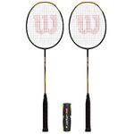 Wilson Recon 270 Graphite Badminton Racket Twin Set with Protective Head Covers + 6 Shuttles