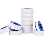 10 Rolls Teflon Tape, 0.47 x 393 inch Sealing Plumbing Tape, White PTFE Tape, Thread Plumbers Tape for Pipes Angle Valve Hose