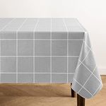 Elrene Home Fashions Windowpane Plaid Water- and Stain-Resistant Vinyl Tablecloth with Flannel Backing, 60 Inches X 84 Inches, Rectangle,Grey