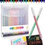 Marte Vanci Glitter Gel Pen, 18 Colors Metallic Rollerball Gel Pen Set, 1mm Bullet Tip Sparkling Colors Pens for All Ages, Coloring Journaling Cards Calligraphy Drawing Scrapbook