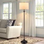 Luvkczc Modern Floor Lamp, 60" Standing Lamp for Living Room with Fabric Shade, Corner Tall Reading Bedroom, Office, Dining Room, Farmhouse (Bulb Included) (Black), Black, 60 inch (L-1FL-25001)