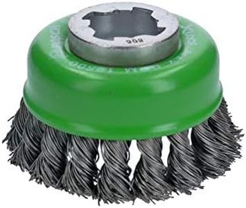 BOSCH WBX329 3 in. X-Lock Arbor Stainless Steel Knotted Wire Single Row Cup Brush for Applications in Removing Weld Scale, Burrs and Corrosion, Preparing Painting Surfaces