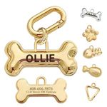 MEMOPAW Dogs Tag Stylish Personalized Double Sided Deep Engraved Cat & Dog tags engraved for pets Bone Balloon Shape Brass