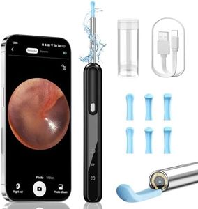 OUTACT Otoscope WIFI 1080P HD Nettoyage Oreille 3,5 mm avec 6 Cuillères Auriculaires, Nettoyeur Oreille Camera Étanche IP67 aux Smartphones iOS et Android(Noir)
