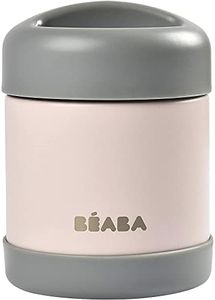 BÉABA Envase Conservación Alimentos Isotérmico, Para Bebés y Niños, 100% Hhermético, Inox, Mantiene el frío/calor durante más de 5h, Doble pared, 300 ml, Gris/Rosa