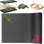 NEKOSUKI Reptile Substrate Liner Terrarium Carpet, Bearded Dragon Tank Accessories, Non-Adhesive Reptile Carpet Reptile Flooring Mat Bedding for Leopard Gecko (17.7x78.7 inch, Black)