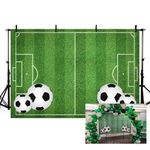 MEHOFOND 7x5ft Football Theme Boy Birthday Photography Backdrop Kids Party Decoration Banner Green Soccer Field Photo Studio Background Cake Smash Wallpaper Gift Supplies