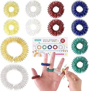 ZQFTZQ Acupressure Rings Spiky Sensory Finger Rings and Bracelets Massagers Set for Finger and Hand Stress Reducer Pain Relief Fidget Sensory Toys for Kids Teens Adults