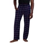 Hanes Ultimate Men's Flannel Pant, Navy Box Plaid, Large