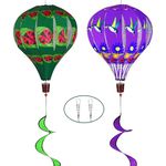 2 PCS Gaint Hot Air Balloon Wind Spinners 59 inch Garden Wind Spinner Large Hummingbird Ladybug Spinners Hanging Wind Socks Twisted Whirlygig Windmill for Yard Garden Lawn Outdoor Decorations