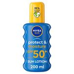 NIVEA SUN Protect & Moisture Sun Spray SPF 50+ (200ml), Moisturising Suncream Spray with SPF 50+, Advanced Sunscreen Providing Immediate, Effective UVA + UVB Protection