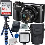 Canon PowerShot G7 X Mark II Digital Camera Deluxe Bundle Includes – 12” Gripster, Point N Shoot Case, Sandisk 64GB Ultra Memory Card, 36 LED Light Kit and More