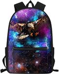 Showudesigns Backpack for Boys Kids School Bag Primary School Student Satchel Daypack Schoolbag Waterproof Eagle Galaxy Print