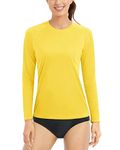 Boladeci Yellow Long Sleeve Shirt Women UPF 50+ UV Protection Clothing Sun Summer Workout Gym Shirts Hiking Fish Swim T-Shirts Tees Rash Guard S