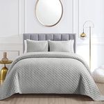 Mocaletto Luxury Twin Size Quilts, 2 Piece Gray Quilt Set, Reversible Twin Quilt Bedding Set with Pillow Shams, Ultra Soft Lightweight Microfiber Bedspread, All Season Summer Twin Size Coverlet