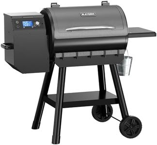 Blatomic LCD Control Wood Pellet Smoker Grill, 700 SQ. IN Cook Area, Pellet Grill with Auto Feed & Leaking Waste, 500°F Max Temperature, 8 in 1 BBQ Grill with Meat Probe, Side Table with Hooks(Black)