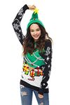 Unisex Women's Ugly Christmas Sweater Hoodie Funny Knitted Xmas Pullover Sweatshirt - A Season's Star is Born, Small