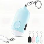 Hion Safe Personal Alarm for Women,Rechargeable 130dB Police Approved Rape Rope Alarm with LED Flashlight Self Defense Keychain,Panic Attack Safety Alarm for Girl Kid Elderly Student(Blue）
